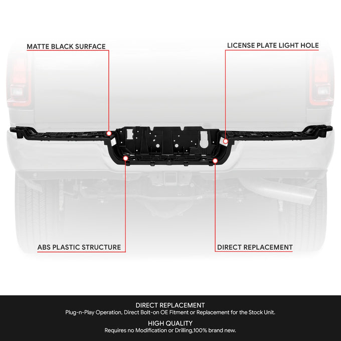 Matte Black Rear Bumper Shell<br>19-26 Ram 2500 3500