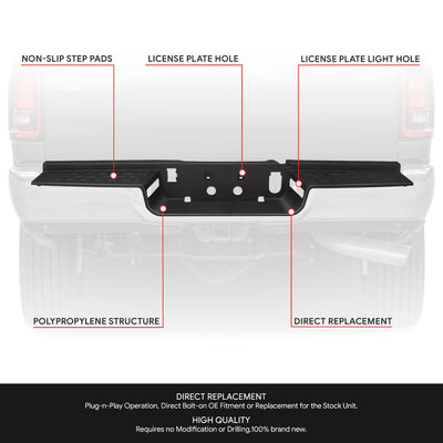 Matte Black Black Rear Bumper Step Pad<br>19-26 Ram 2500 3500