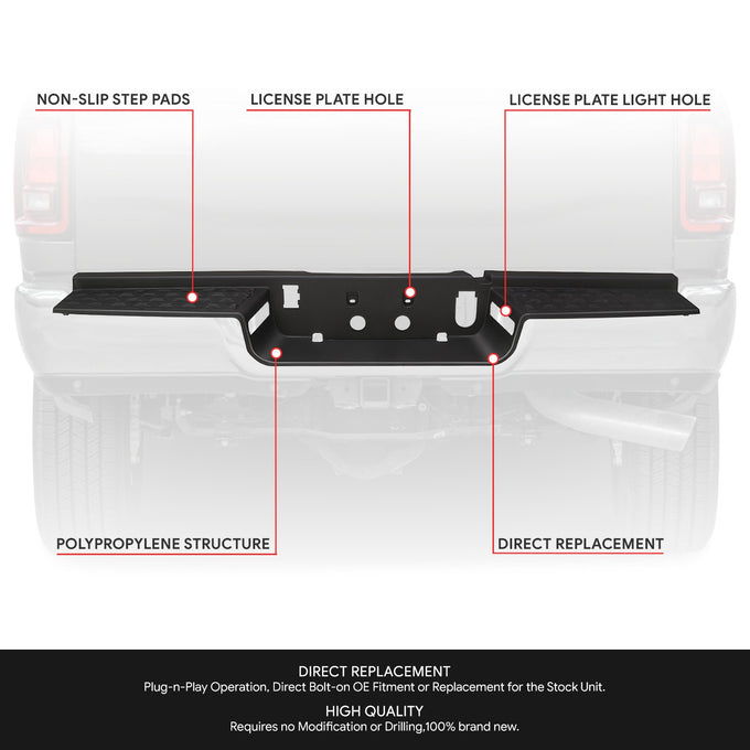 Matte Black Black Rear Bumper Step Pad<br>19-26 Ram 2500 3500