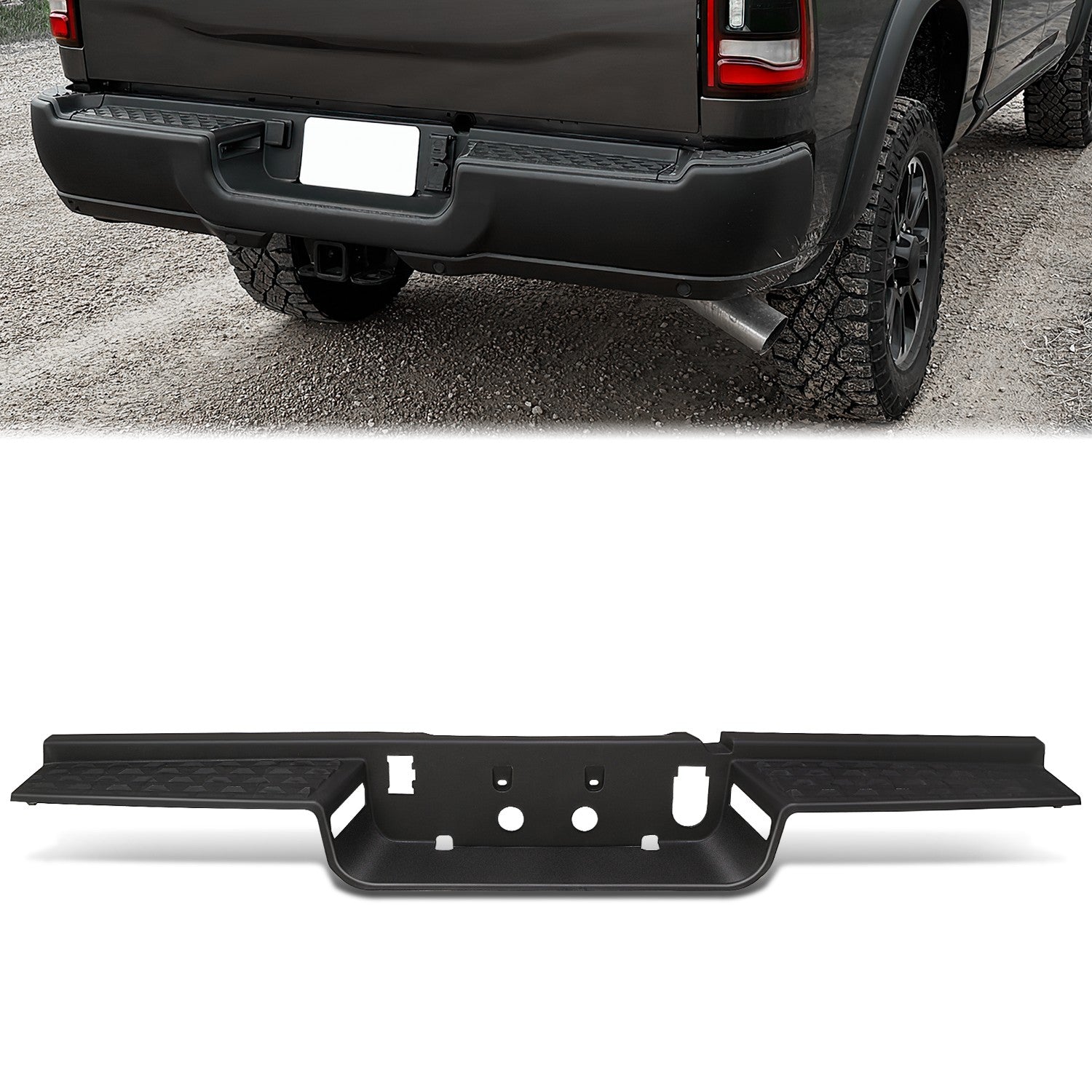 Matte Black Black Rear Bumper Step Pad<br>19-26 Ram 2500 3500