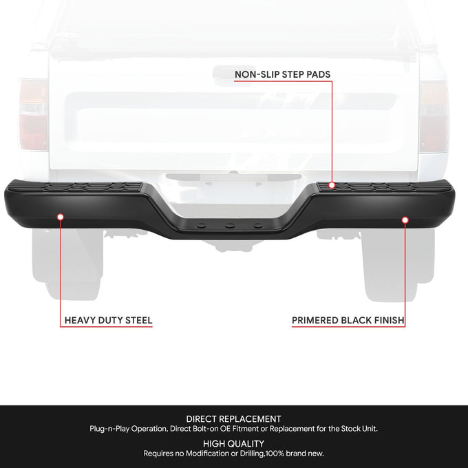 Black Rear Step Bumper Assembly <br>89-95 Toyota Pickup