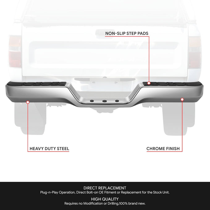 Chrome Rear Step Bumper Assembly <br>89-95 Toyota Pickup