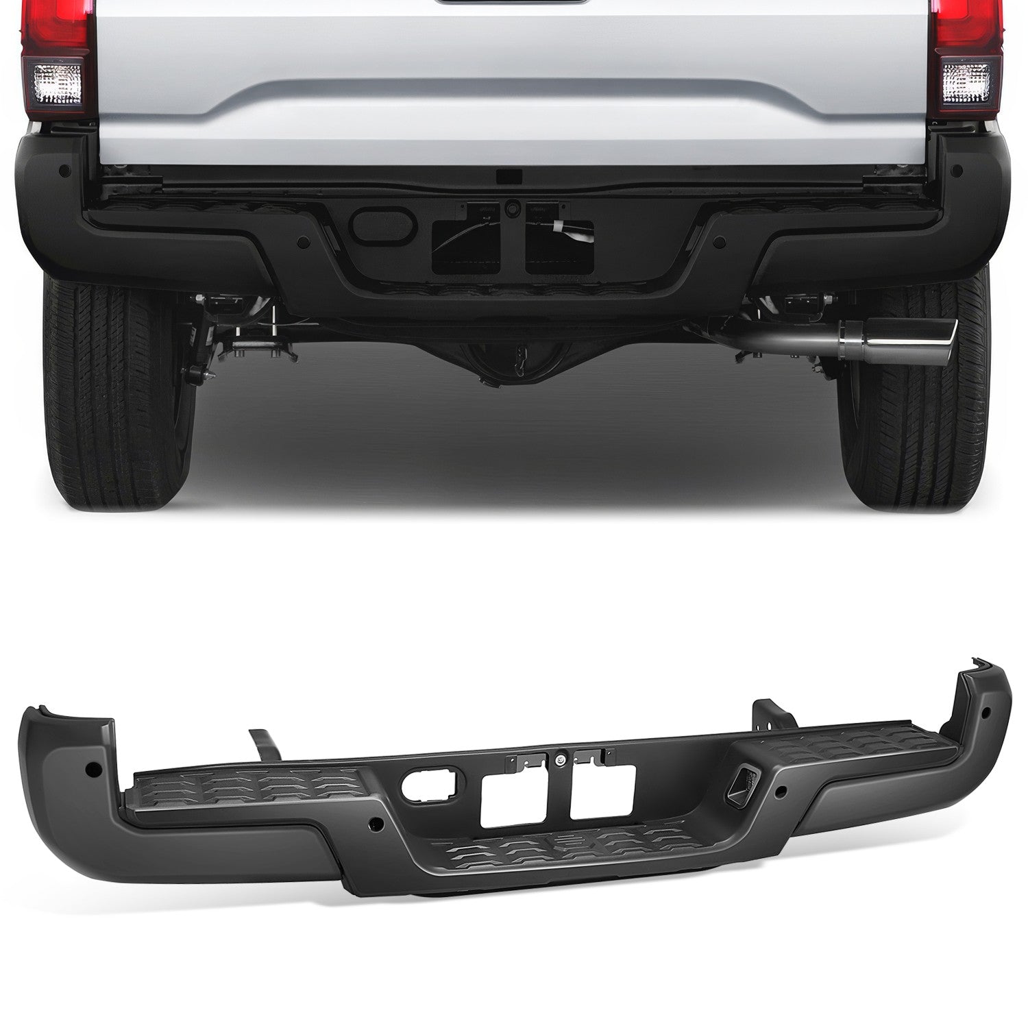 Rear Bumper w/o Tow Hitch, w/ Park Assist <BR> 16-23 Toyota Tacoma