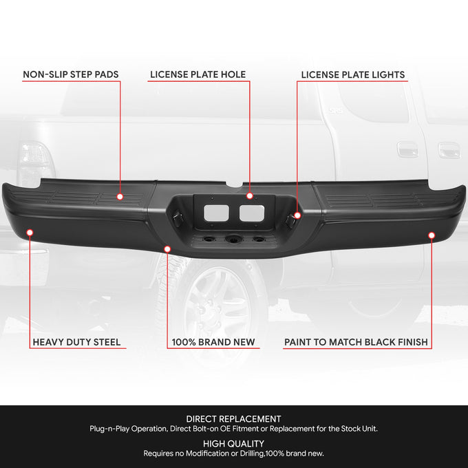 Rear Step Bumper W/License Plate Lamps <BR> 00-06 Toyota Tundra