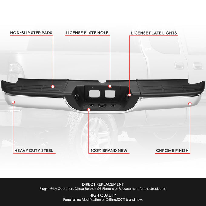 Rear Step Bumper W/License Plate Lamps <BR> 00-06 Toyota Tundra