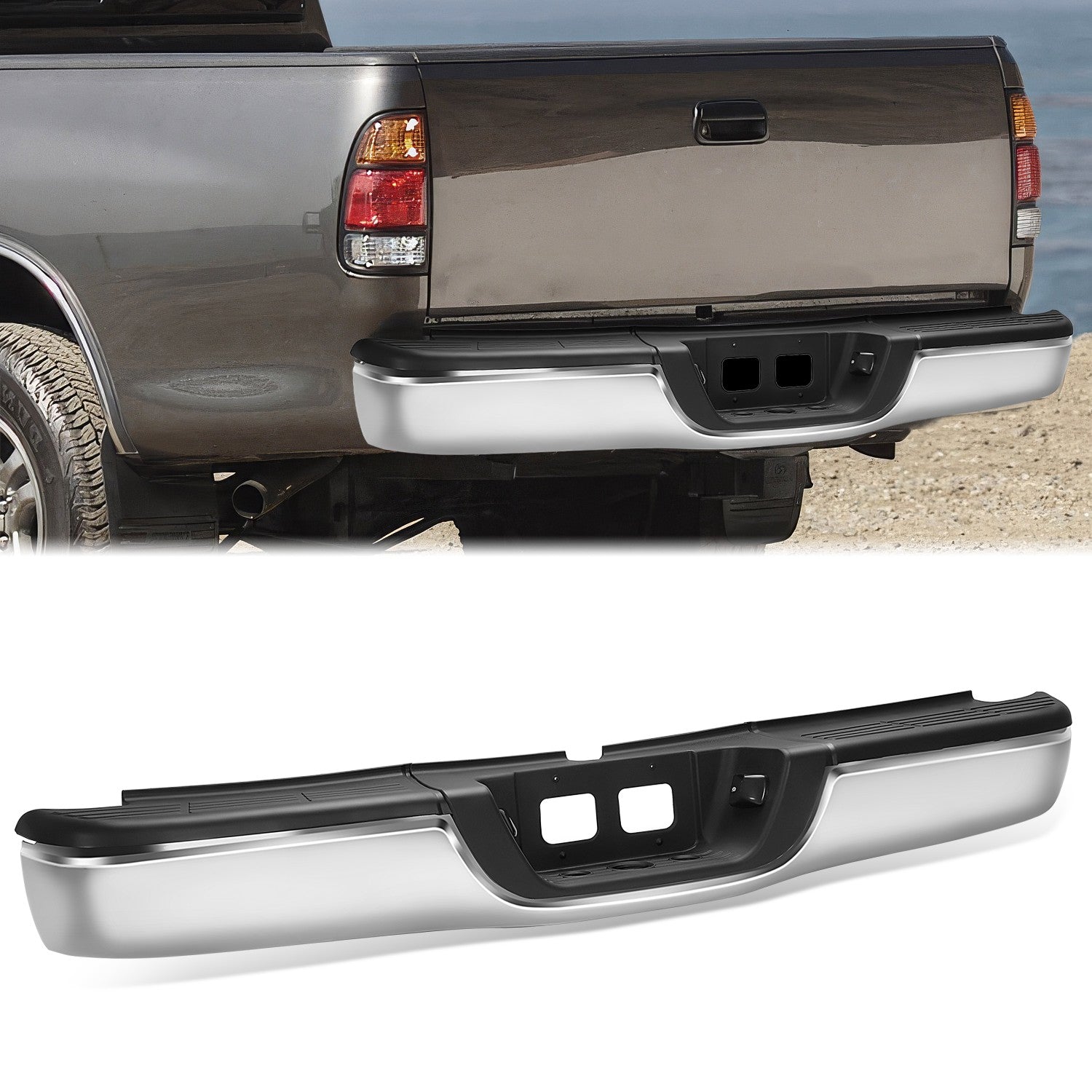Rear Step Bumper W/License Plate Lamps <BR> 00-06 Toyota Tundra