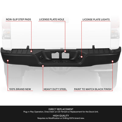 Rear Step Bumper w/License Plate Lamps <br> 07-13 Toyota Tundra