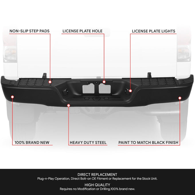 Rear Step Bumper w/License Plate Lamps <br> 07-13 Toyota Tundra