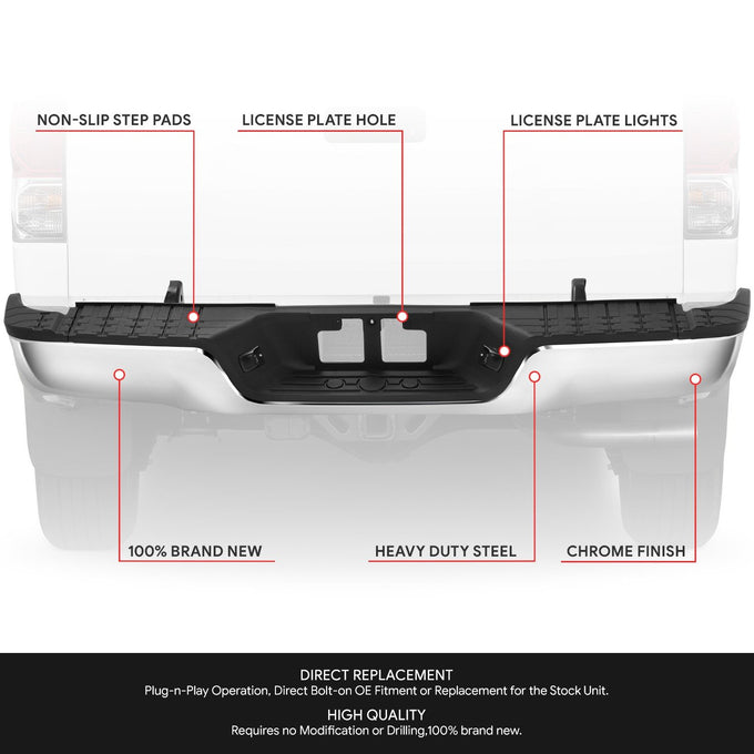 Rear Step Bumper w/License Plate Lamps <br> 07-13 Toyota Tundra