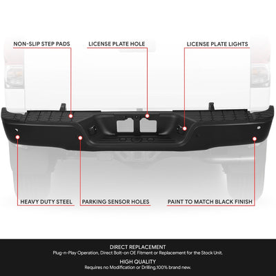 Rear Step Bumper w/ License Plate Lamps <br> 07-13 Toyota Tundra
