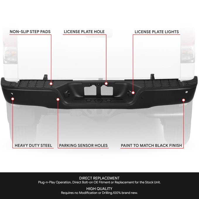 Rear Step Bumper w/ License Plate Lamps <br> 07-13 Toyota Tundra