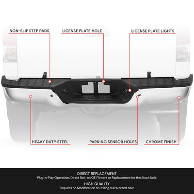 Rear Step Bumper w/License Plate Lamps <br> 07-13 Toyota Tundra