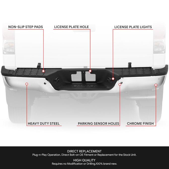 Rear Step Bumper w/License Plate Lamps <br> 07-13 Toyota Tundra