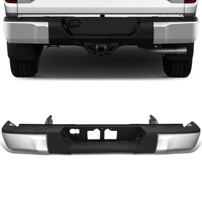 Chrome Steel Rear Step Bumper Assembly w/o Sensor Holes <br>14-21 Toyota Tundra