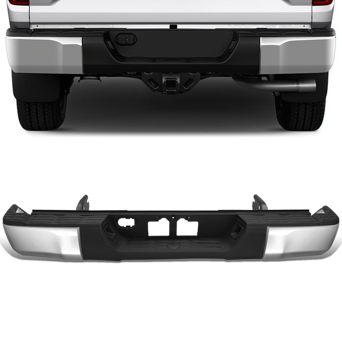 Chrome Steel Rear Step Bumper Assembly w/o Sensor Holes <br>14-21 Toyota Tundra