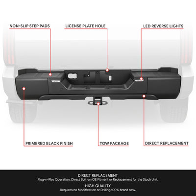 Primered Black Rear Bumper <br>22-26 Toyota Tundra