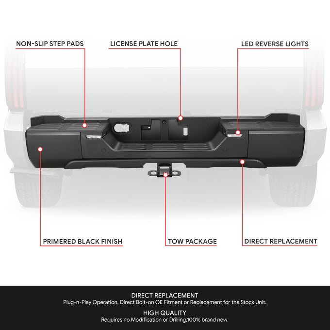 Primered Black Rear Bumper <br>22-26 Toyota Tundra