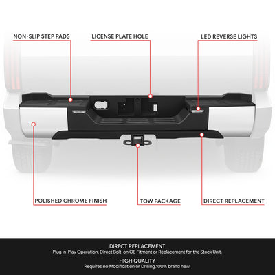 Polished Chrome Rear Bumper <br>22-26 Toyota Tundra
