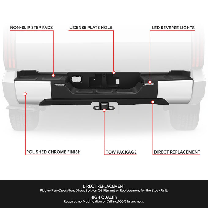 Polished Chrome Rear Bumper <br>22-26 Toyota Tundra