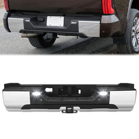 Polished Chrome Rear Bumper w/Parking Sensor Holes<br>22-26 Toyota Tundra