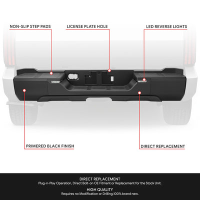 Primered Black Rear Bumper w/o Tow Package<br>22-26 Toyota Tundra