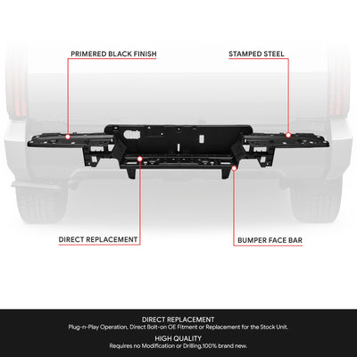 Primered Black Rear Bumper Face Bar<br>22-26 Toyota Tundra