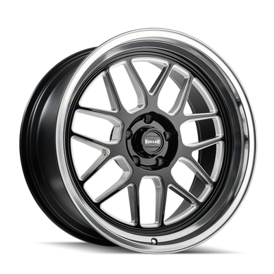 20x8.5 in Gloss Black Milled w/Diamond Cut Lip Wheel <br> 5x120.65 Bolt Pattern / 0 mm Offset / 83.82 mm Hub