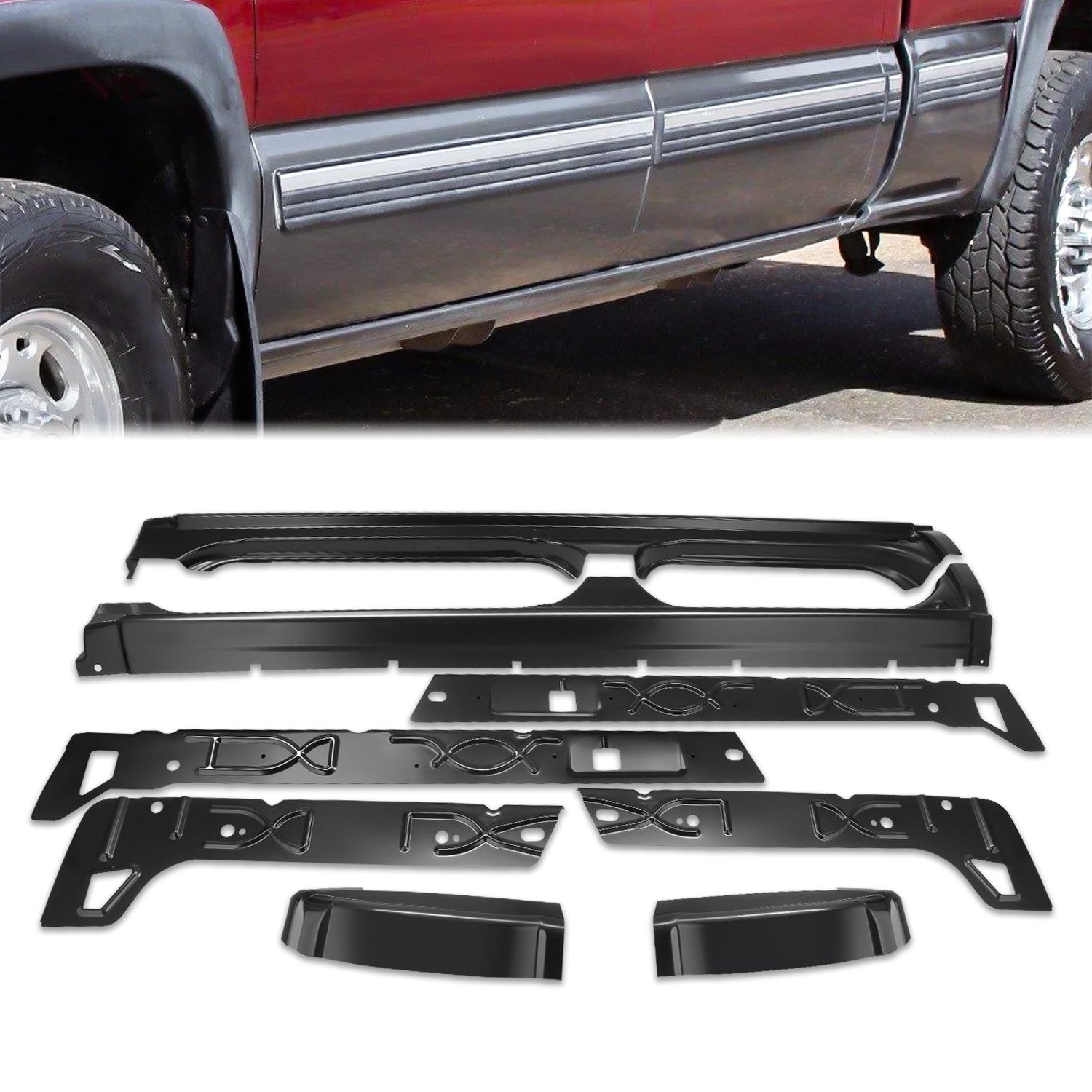 Stamped Steel Weld On Rocker Panels w/Cab Corner<br>01-07 Chevy Silverado GMC Sierra 1500-3500, Classic