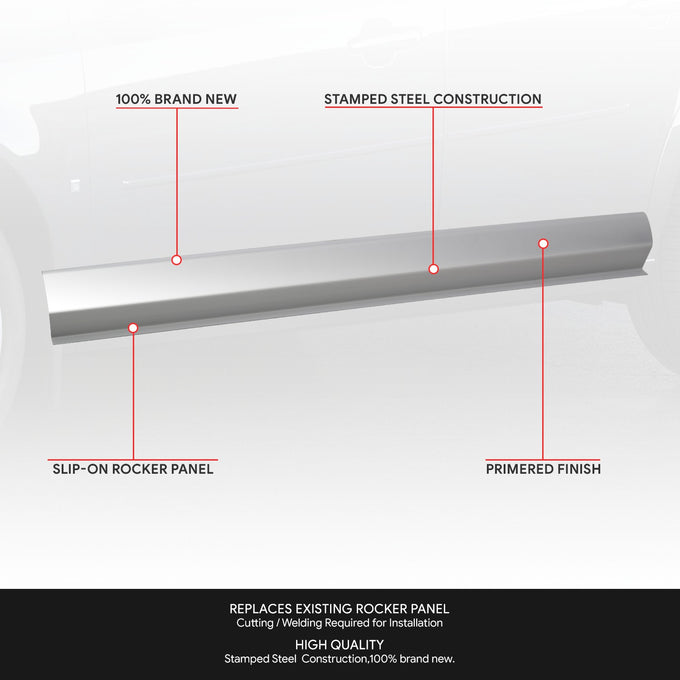Stamped Steel Slip On Rocker Panels<br>05-10 Chevy Cobalt Sedan, 07-10 Pontiac G5 Sedan