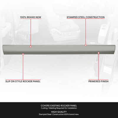 Stamped Steel Slip On Rocker Panels<br>96-18 Chevy Express, GMC Savana