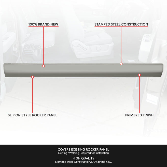 Stamped Steel Slip On Rocker Panels<br>96-18 Chevy Express, GMC Savana