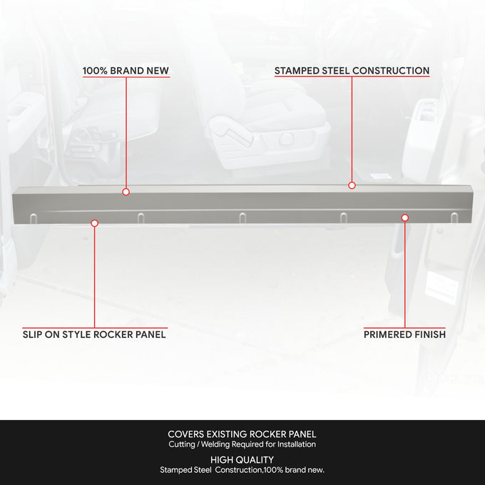 Stamped Steel Slip On Rocker Panels<br>14-19 Chevy Silverado, GMC Sierra 1500 2500 3500