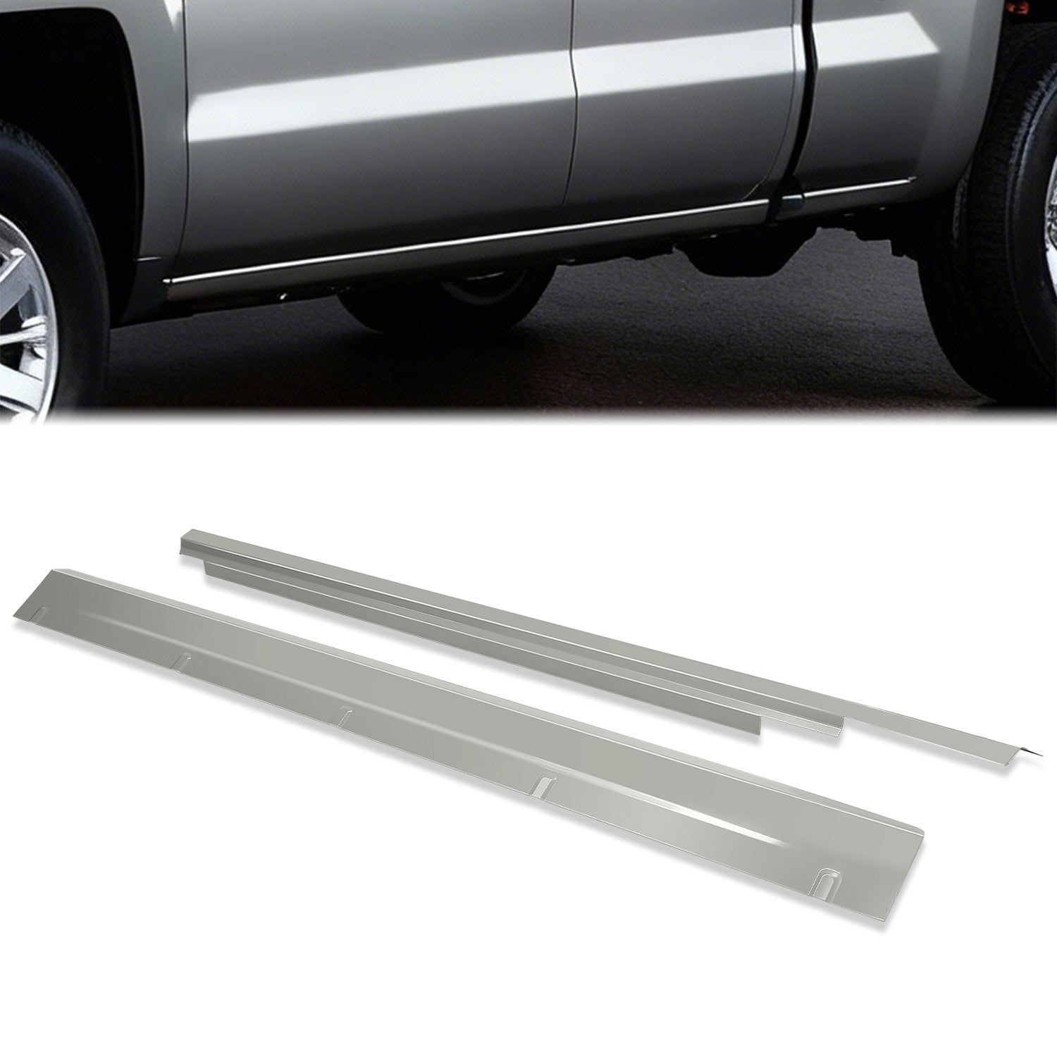 Stamped Steel Slip On Rocker Panels<br>14-19 Chevy Silverado, GMC Sierra 1500 2500 3500