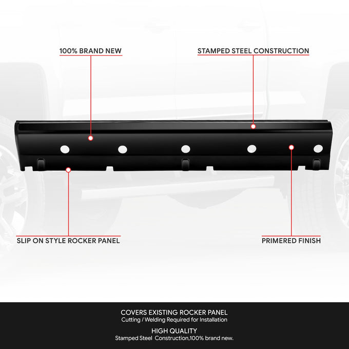 Stamped Steel Slip On Rocker Panels w/Cab Corners<br>14-19 Chevy Silverado, GMC Sierra 1500 2500 3500