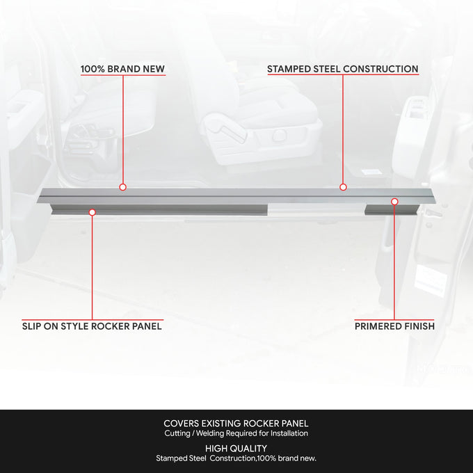 Stamped Steel Slip On Rocker Panels<br>07-13 Chevrolet Silverado, GMC Sierra 1500