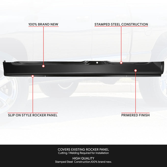 Stamped Steel Slip On Rocker Panels w/Cab Corners<br>02-08 Dodge Ram 1500, 03-09 Ram 2500 3500