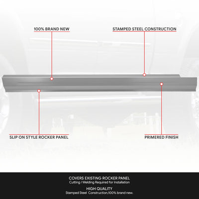 Stamped Steel Slip On Rocker Panels w/Cab Corners<br>09-10 Dodge Ram 1500, 11-18 Ram 1500 2500 3500
