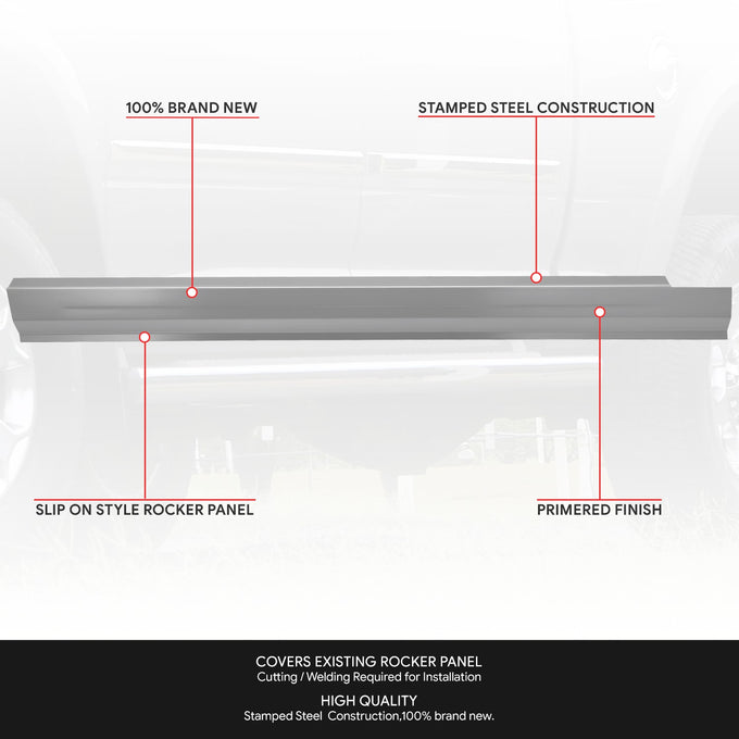 Stamped Steel Slip On Rocker Panels w/Cab Corners<br>09-10 Dodge Ram 1500, 11-18 Ram 1500 2500 3500