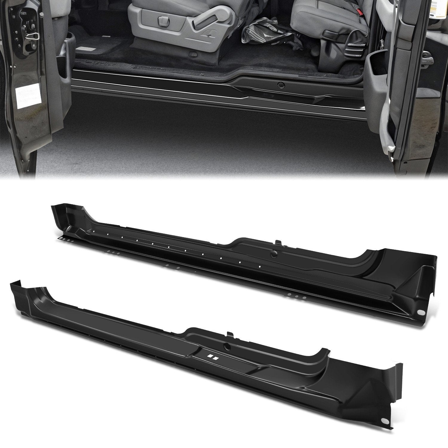 Left & Right Rocker Panels <br>09-14 Ford F150 Truck Pickup Extended/Super Cab