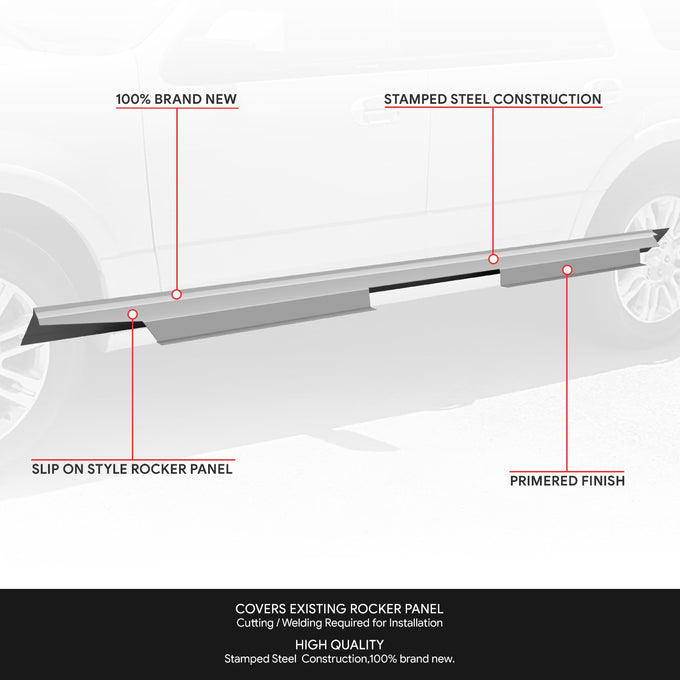 Stamped Steel Slip On Rocker Panels<br>07-17 Ford Expedition