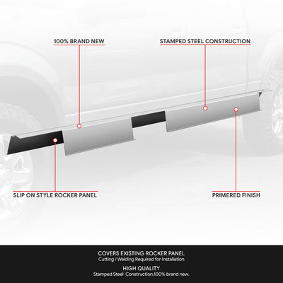 Stamped Steel Slip On Rocker Panels<br>09-14 Ford F-150 Crew Cab