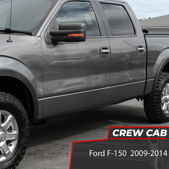 Stamped Steel Slip On Rocker Panels<br>09-14 Ford F-150 Crew Cab