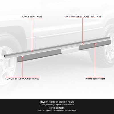 Stamped Steel Slip On Rocker Panels<br>99-04 Jeep Grand Cherokee 4Dr