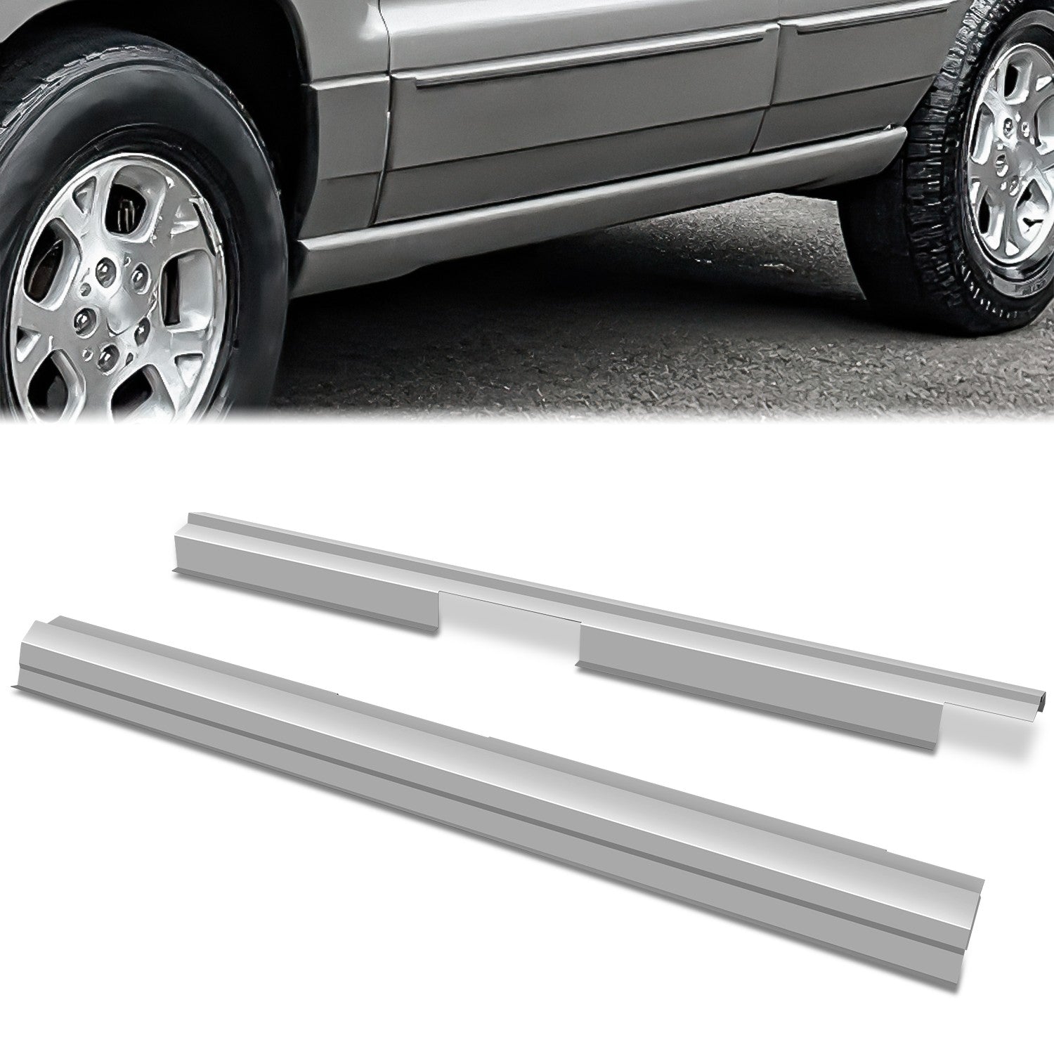 Stamped Steel Slip On Rocker Panels<br>99-04 Jeep Grand Cherokee 4Dr