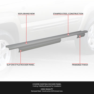 Stamped Steel Slip On Rocker Panels<br>02-07 Jeep Liberty 4-Door