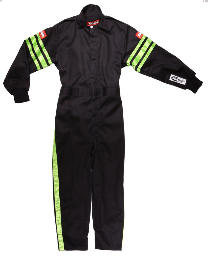 One Piece Single Layer Fire Suit w/Green Stripes - 2XL<br>Universal