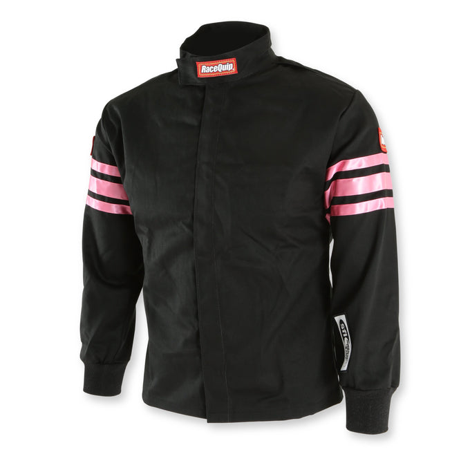 Single Layer Fire Suit Jacket Black w/Pink Stripes - L<br>Universal