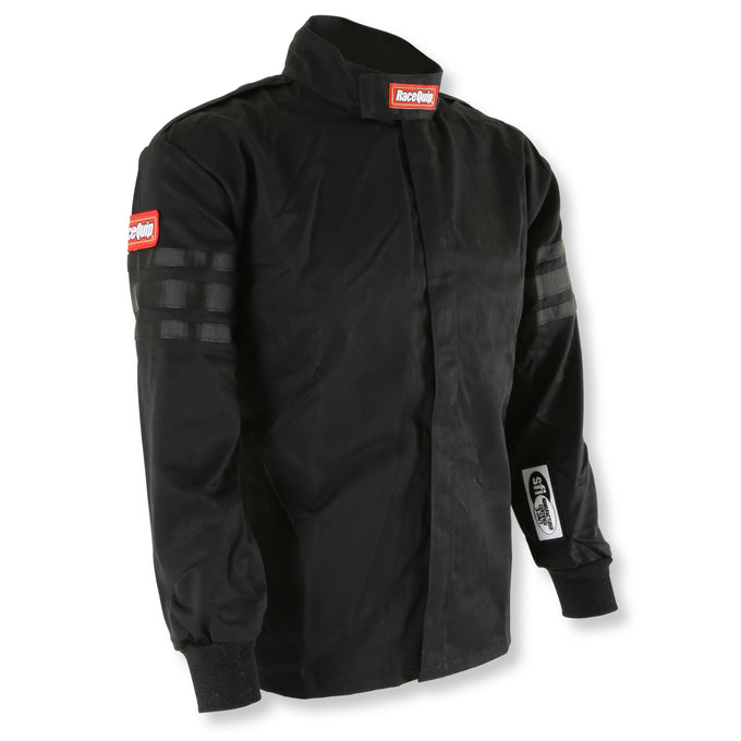 Single Layer Fire Suit Jacket Black w/Black Stripes - L<br>Universal
