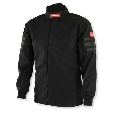 Single Layer Fire Suit Jacket Black w/Black Stripes - L<br>Universal
