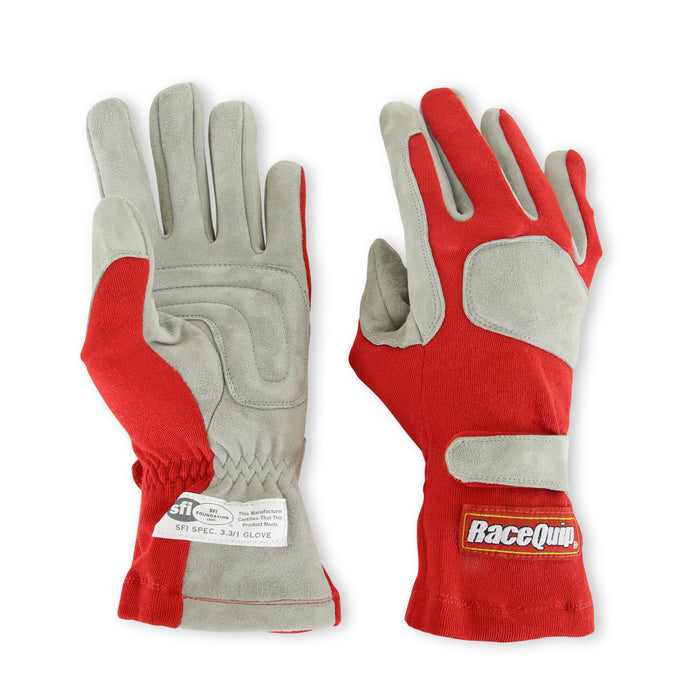 SFI 3.3/1 Red / Gray Nomex Race Gloves - Medium<br>Universal
